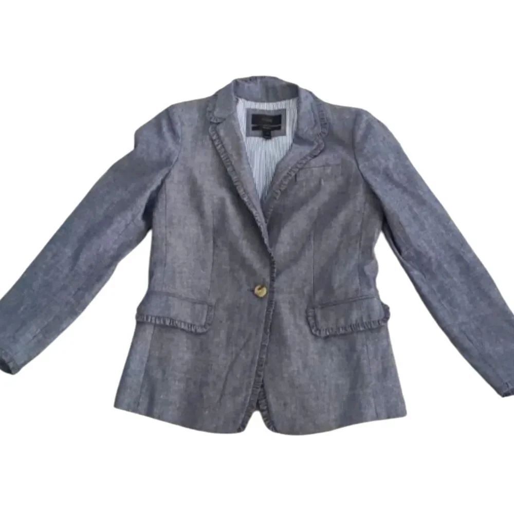 NWOT J. Crew Regent Chambray Blazer with Single Button